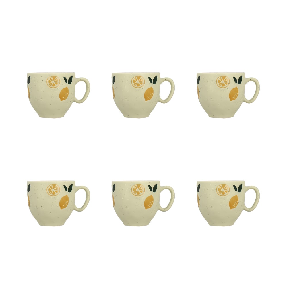 Lot de 6 tasses 23cl en grès à motif citron
