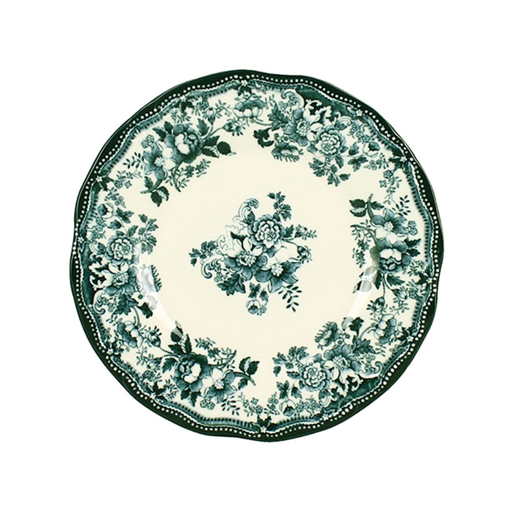 Lot de 6 assiettes à dessert fleuries en grès vert 20cm - Maisons du Monde