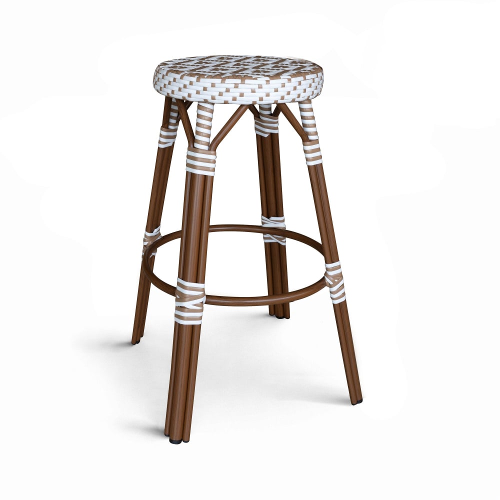 Tabouret de bar avec effet rotin tressé beige