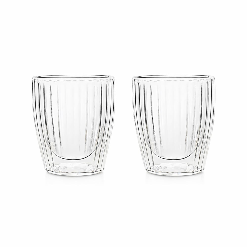 Lot de 2 tasses 12cl double paroi en verre borosilicate transparente Lot de 2 tasses 12cl double paroi en verre borosilicate transparente
