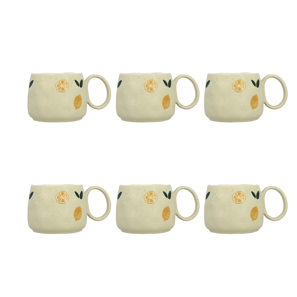 Lot de 6 mugs 38cl en grès à motif citron