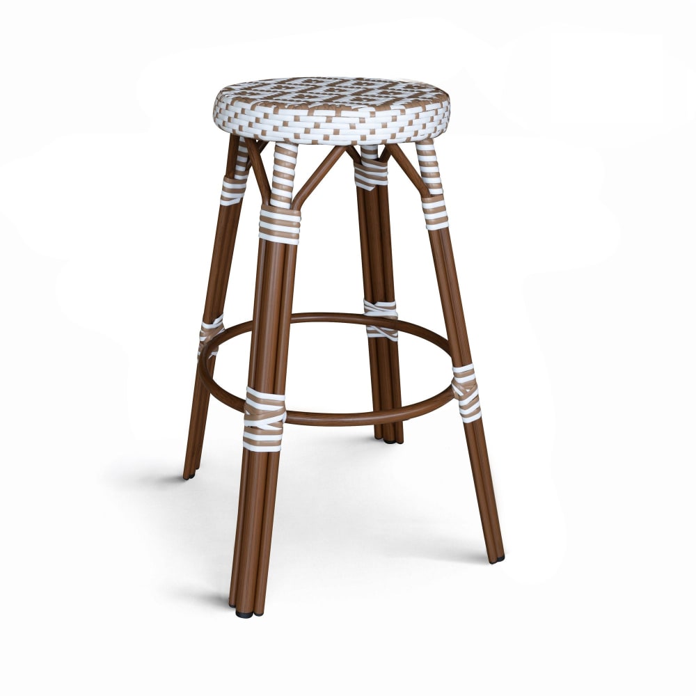 Tabouret de bar d'extérieur avec effet rotin tressé beige