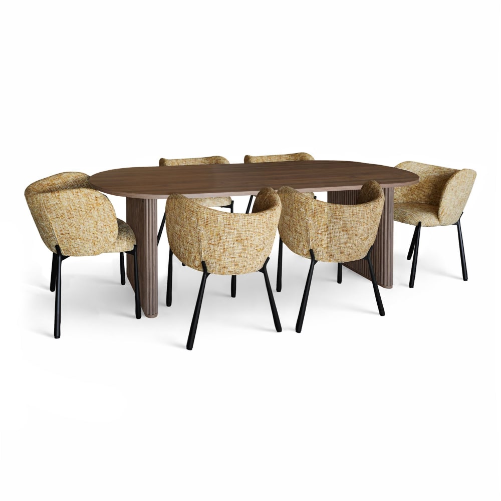 Ensemble table 230cm - tissu ocre
