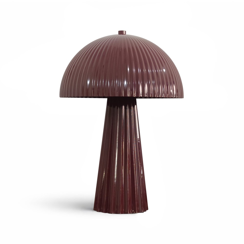 Lampe en métal strié bordeaux