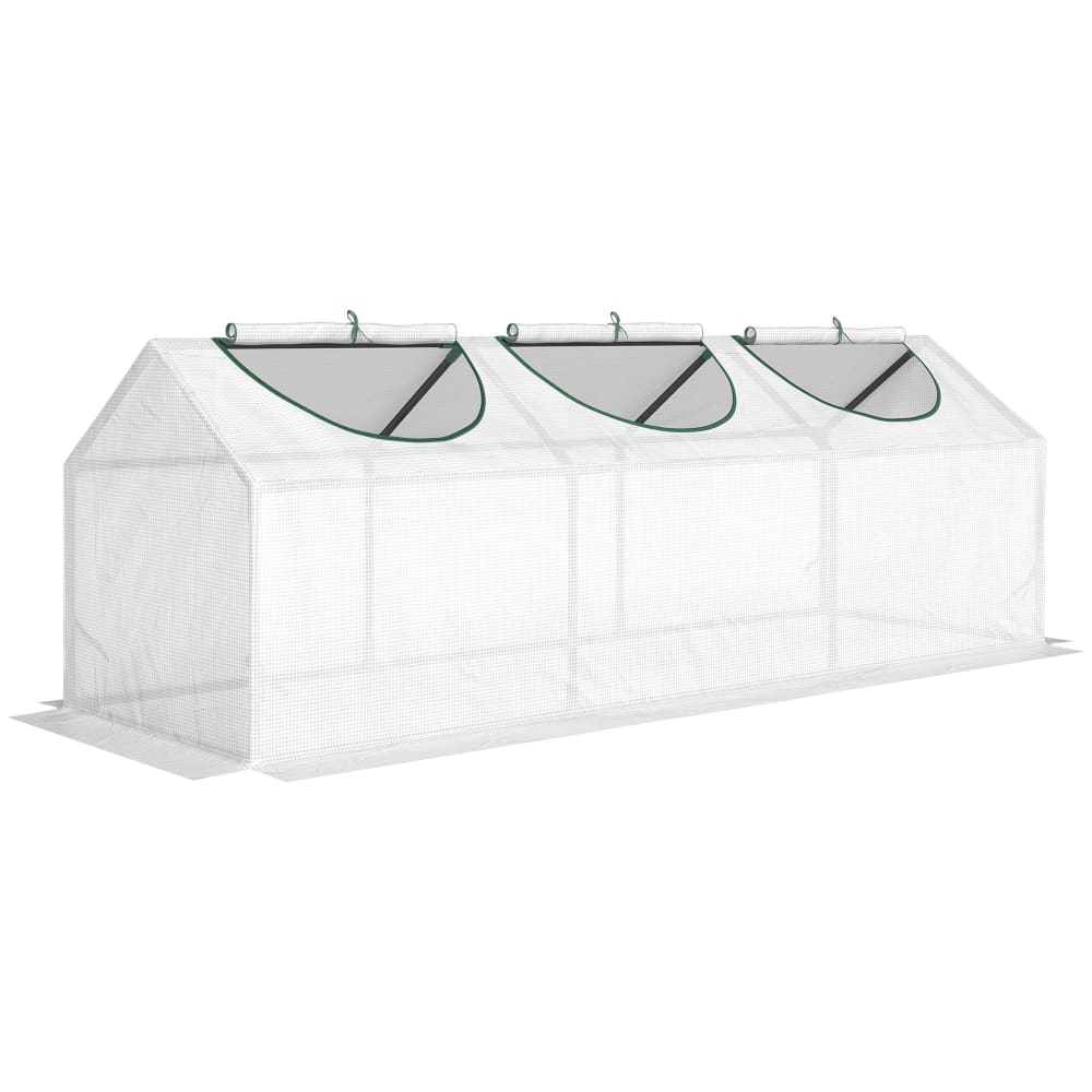 Serre miniature outsunny avec fenêtres zippées couverture en pe blanc
