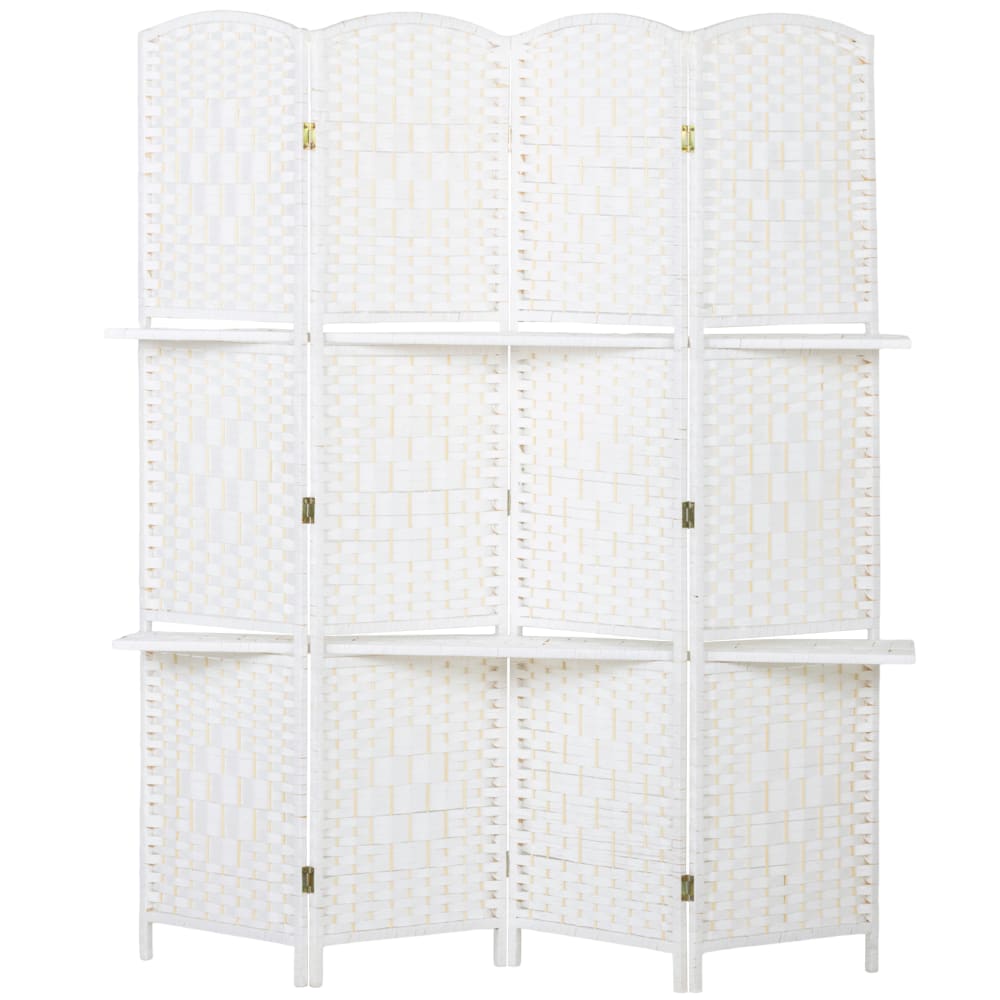Paravent 4 panneaux pliable - blanc main