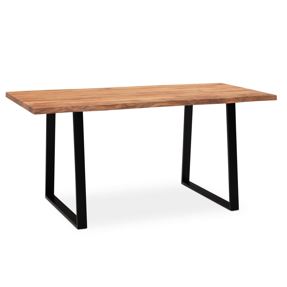 FineBuy Schreibtisch 180 cm aus Akazie Massivholz, Braun style modern Braun