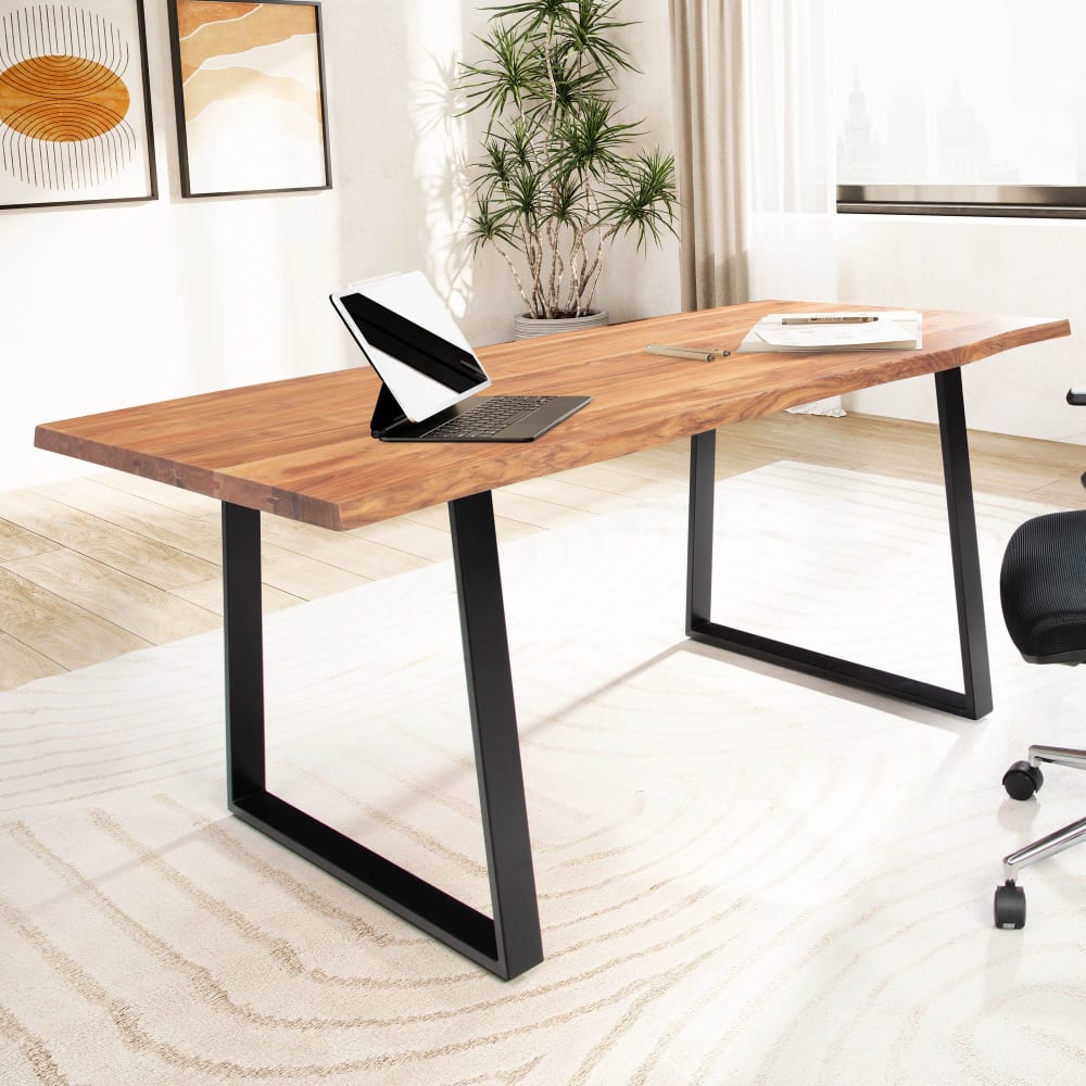 Schreibtisch 180 cm aus Akazie Massivholz, Braun - Maisons Du