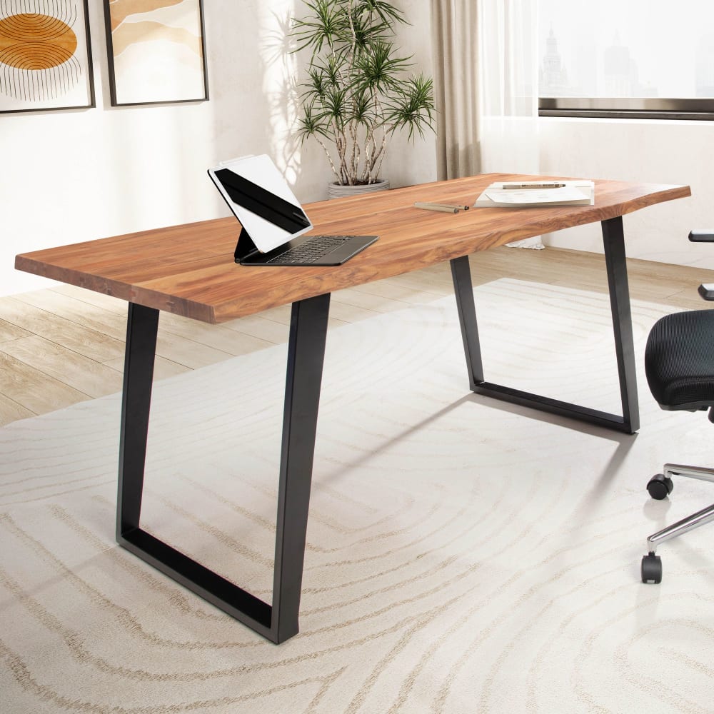 Schreibtisch 160 cm aus Akazie Massivholz, Braun - Maisons Du