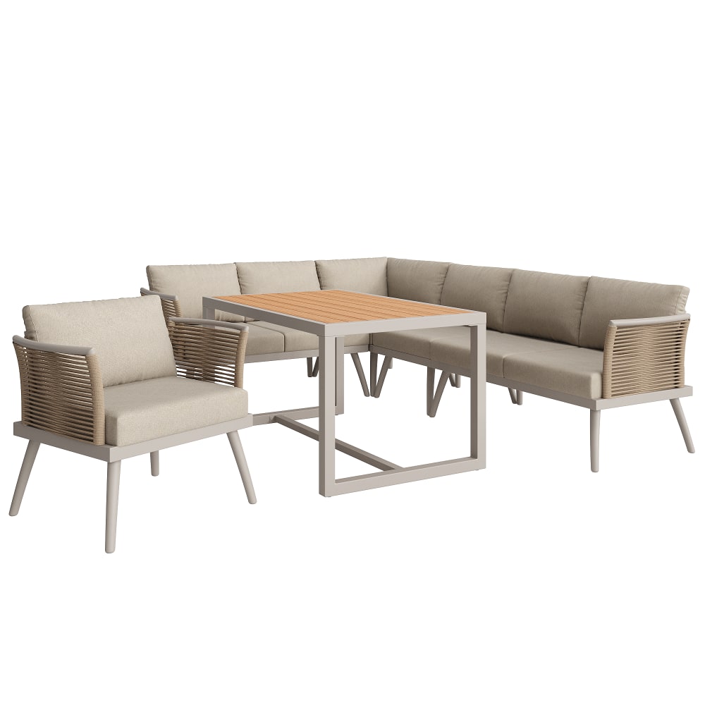 Salon de jardin 7 places - acier gris