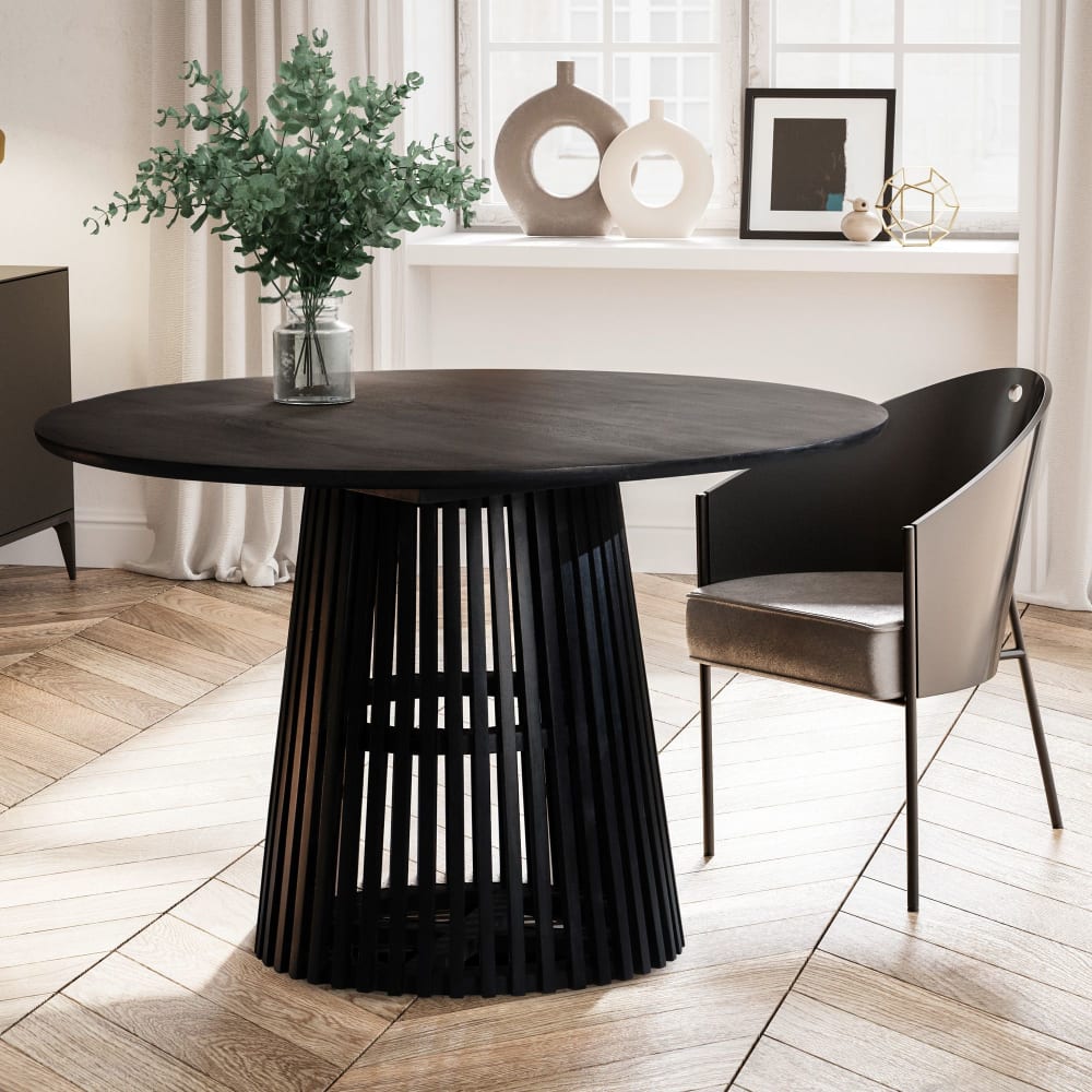 Esstisch 120 cm aus Mango Massivholz, Schwarz - Maisons Du Monde