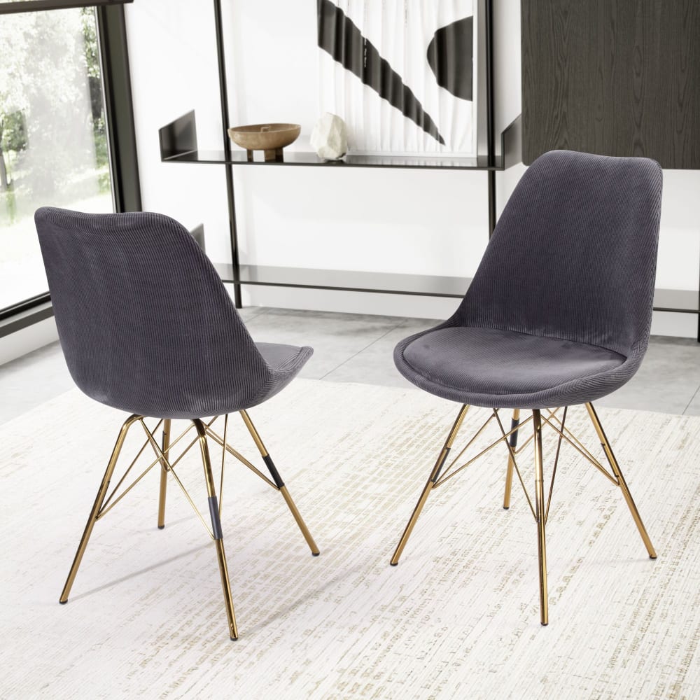 2er Set Esszimmerstuhl skandinavisches Design aus Stoff,