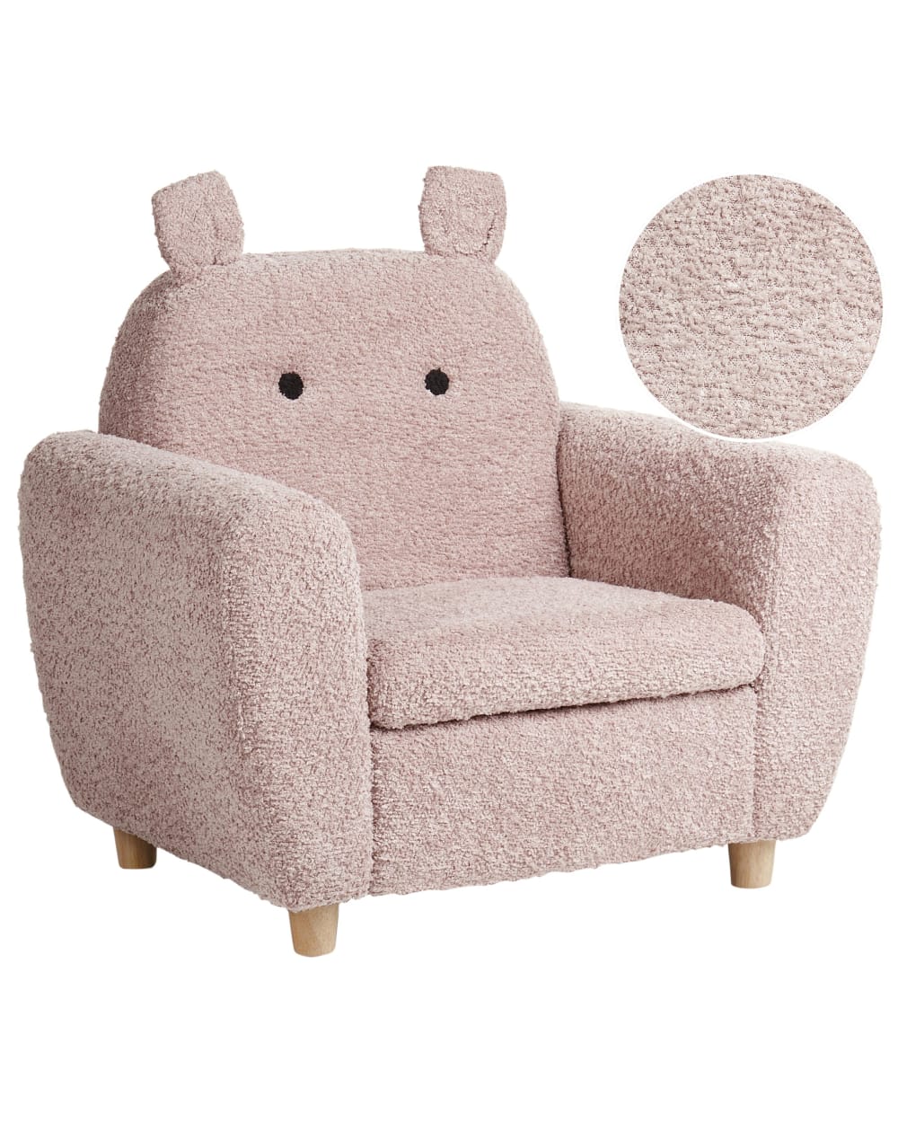 Kindersessel Aus Bouclé 59Cm, Rosa