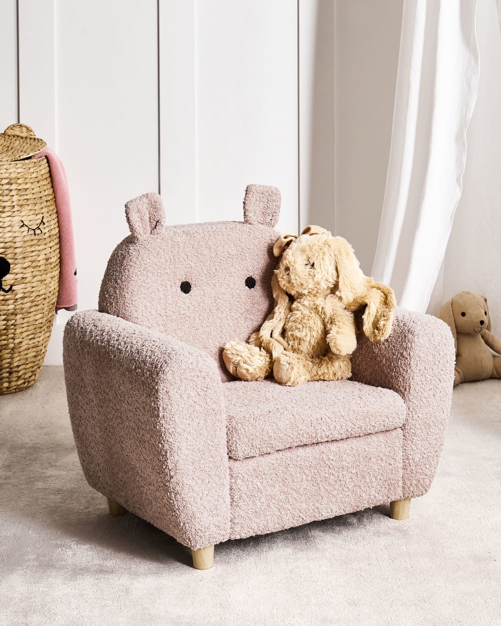 Kindersessel aus Bouclé 59cm, rosa - Maisons Du Monde