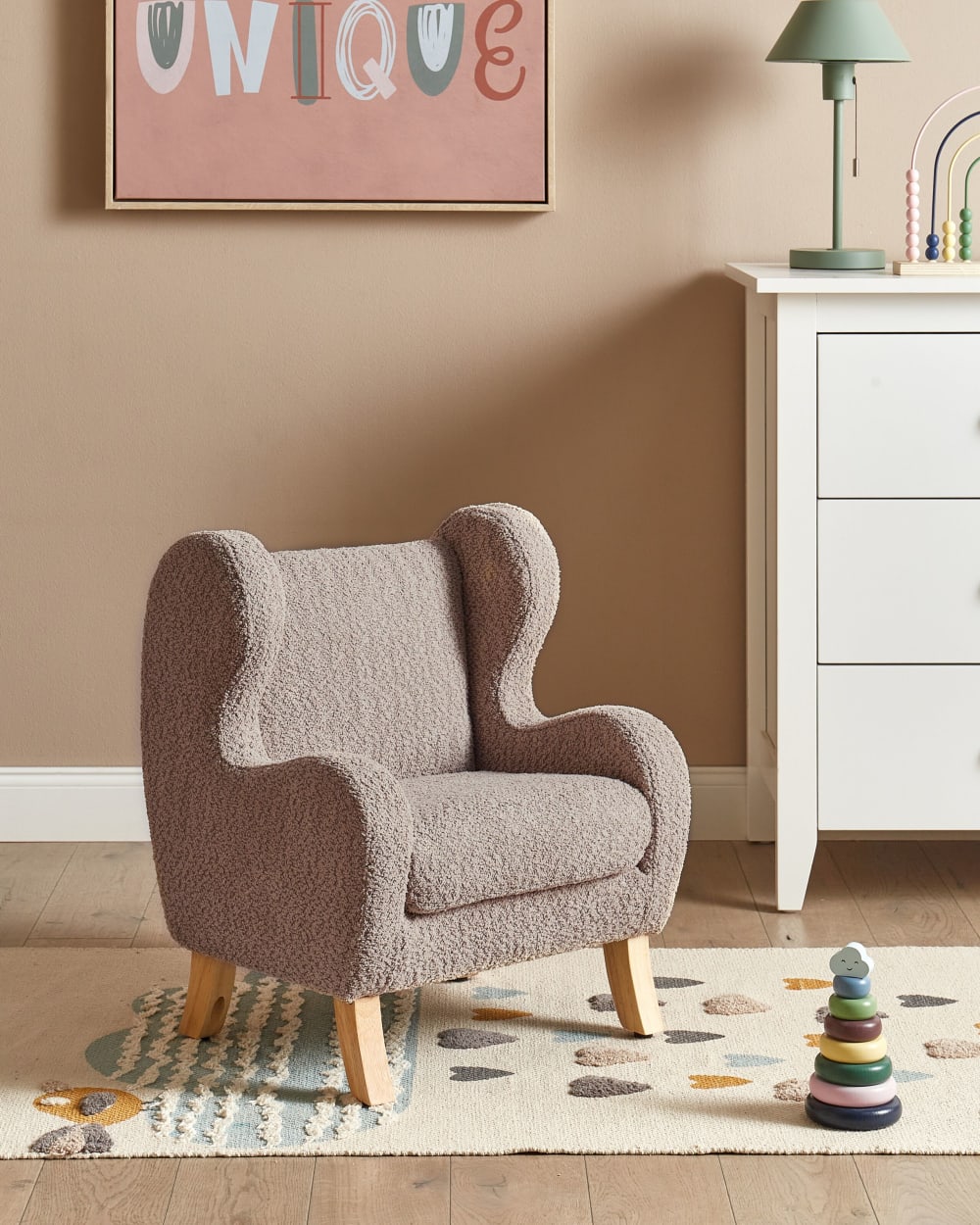 Kindersessel aus Bouclé 55cm, beige - Maisons Du Monde