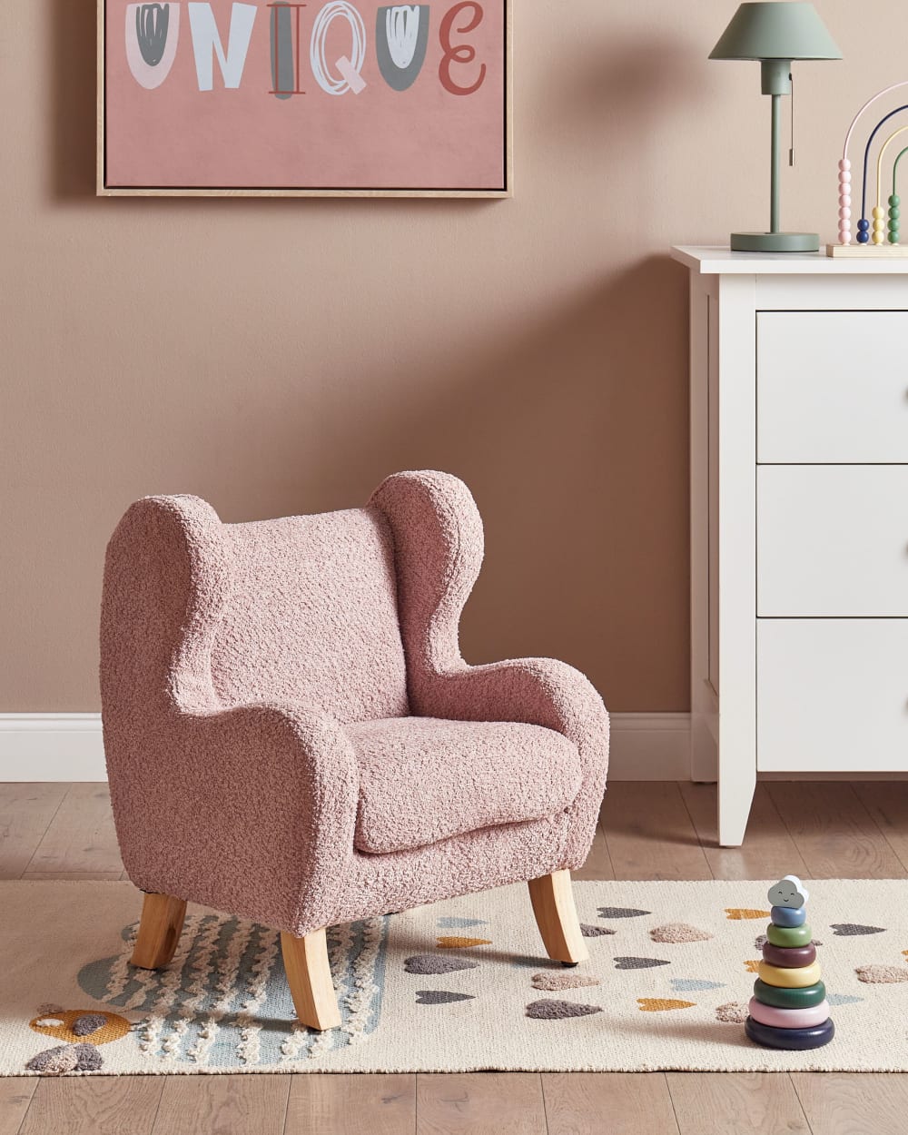 Kindersessel aus Bouclé 55cm, rosa - Maisons Du Monde