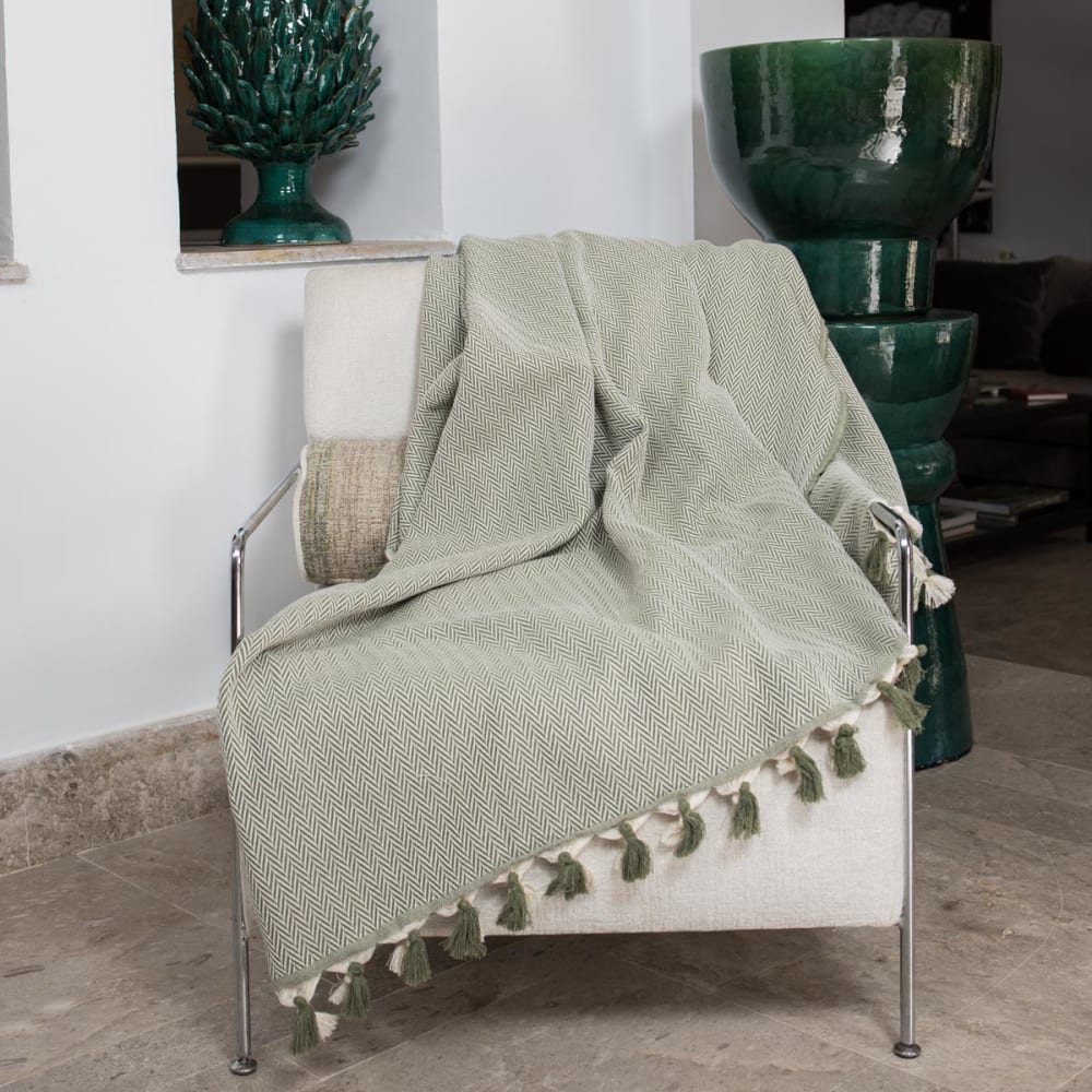 Set de 2 plaids coton - olive