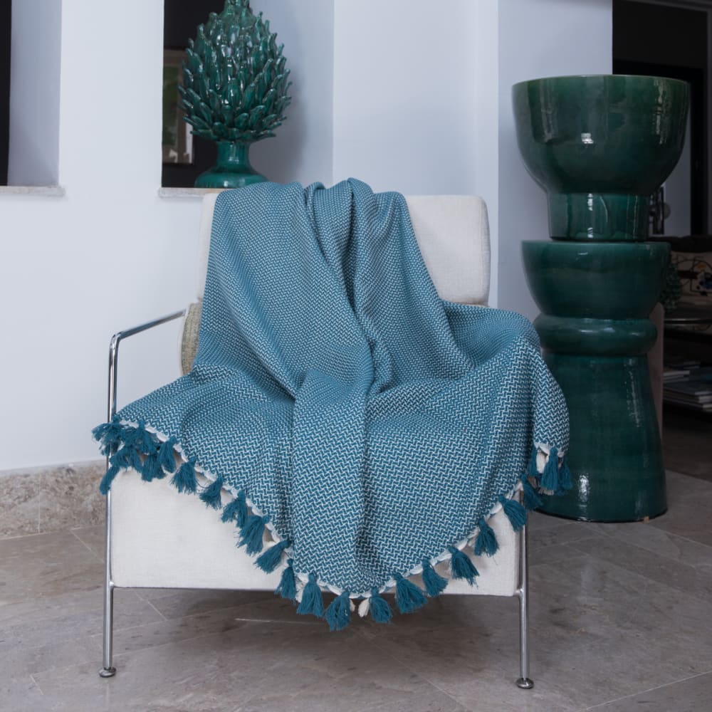 Plaid aus Baumwolle petrol - Maisons Du Monde