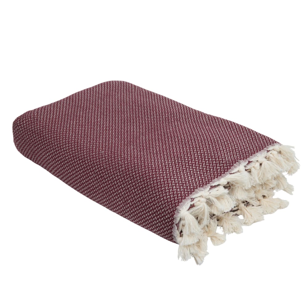 Plaid coton bordeaux 160x250