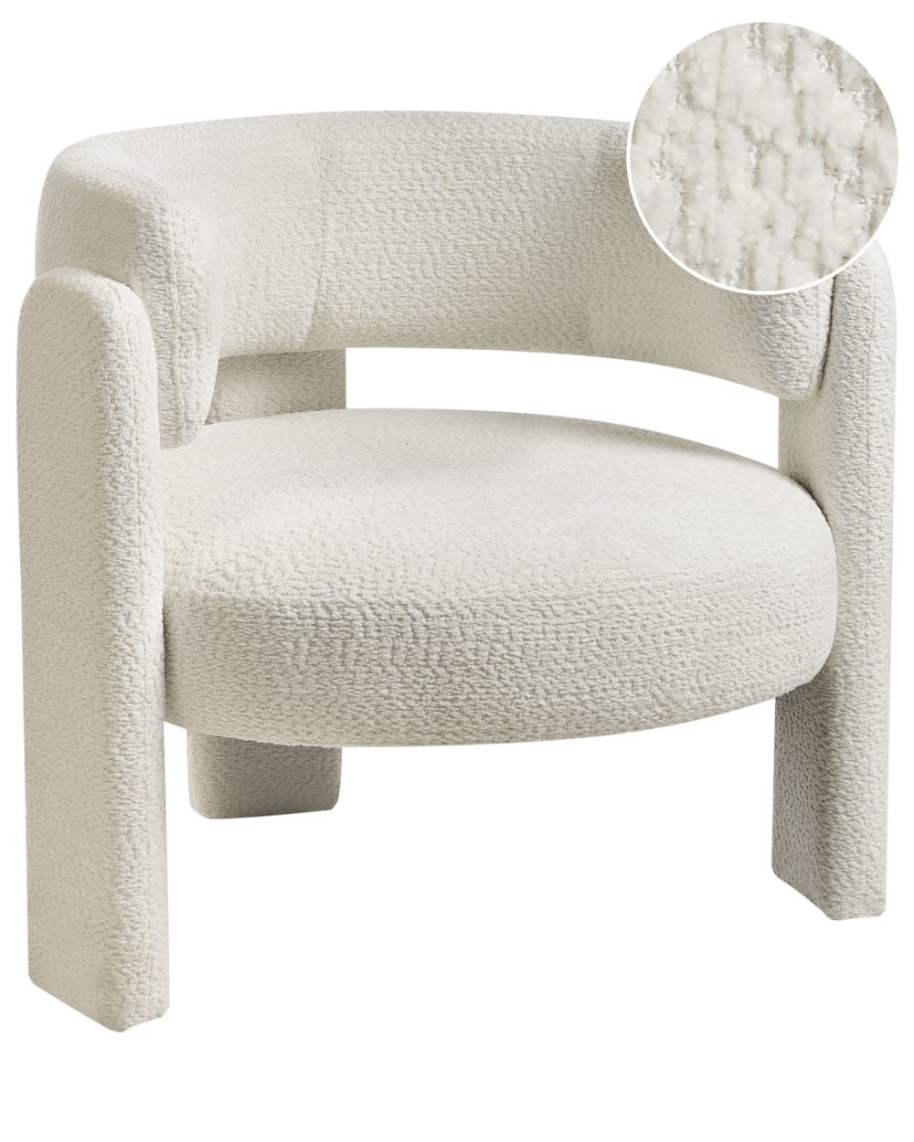 Sessel Aus Chenillegewebe 75Cm, Weiß