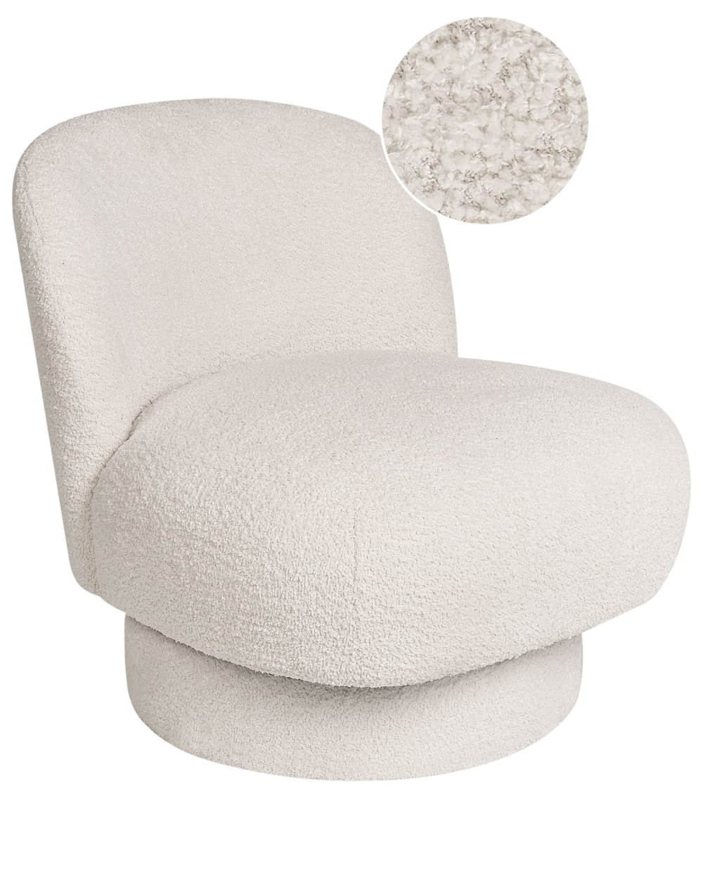 Drehsessel Aus Bouclé 65Cm, Weiß