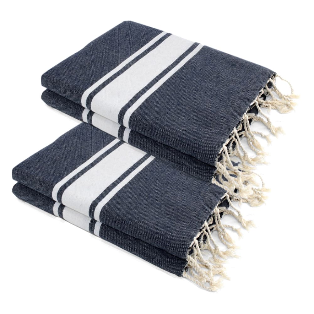 Febronie 2er-set Fouta XXL aus Baumwolle 200x200 style seaside Blau Öko-Tex Zertifikat Baumwolle