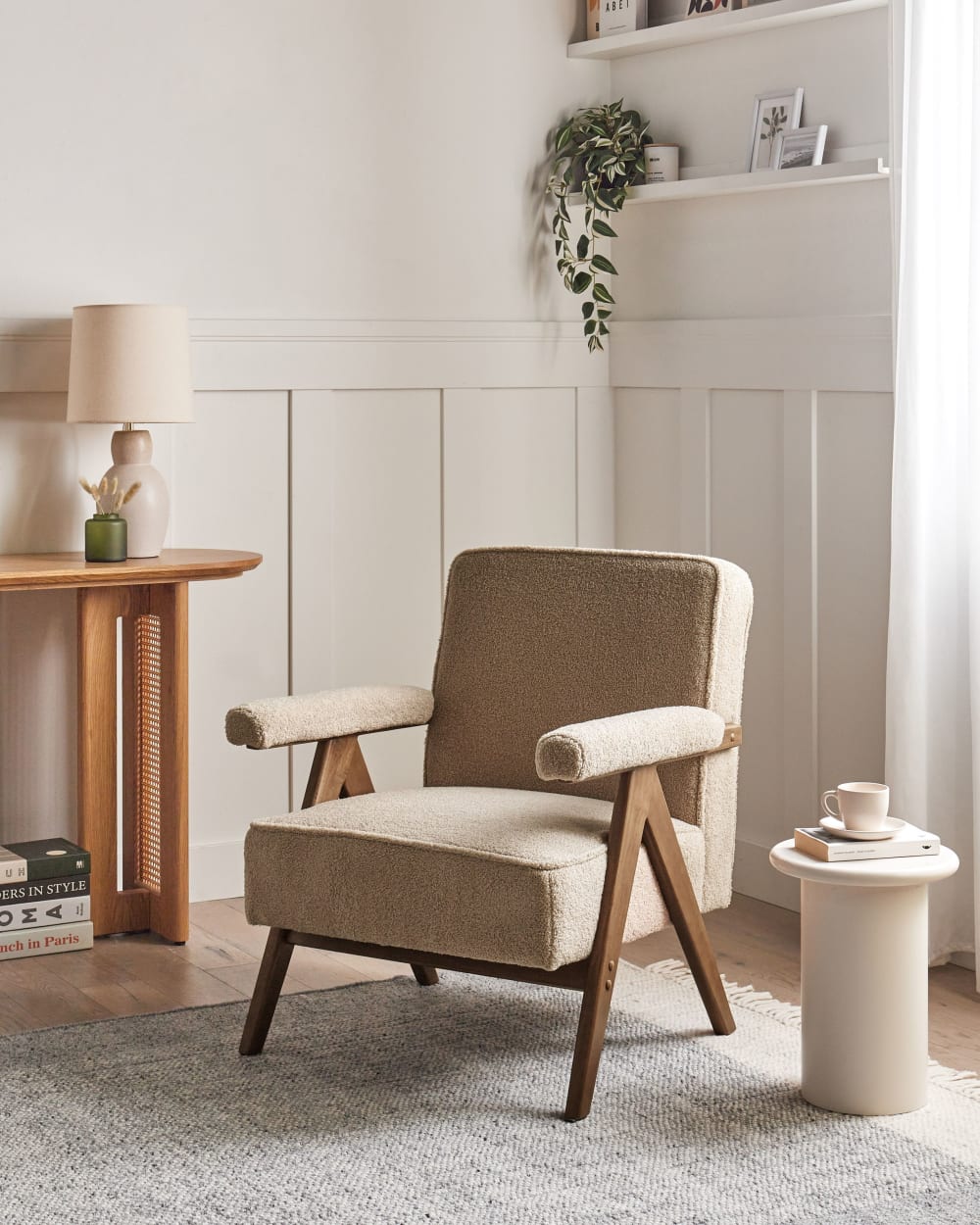 Sessel aus Bouclé 81cm, beige - Maisons Du Monde