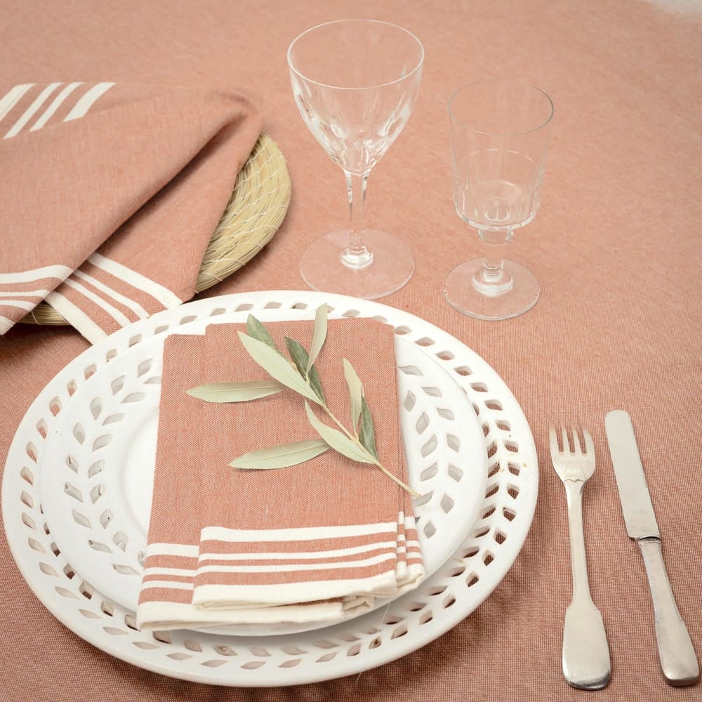 Lot de 4 serviettes de table coton rose argile 45x45 - Maisons du Monde