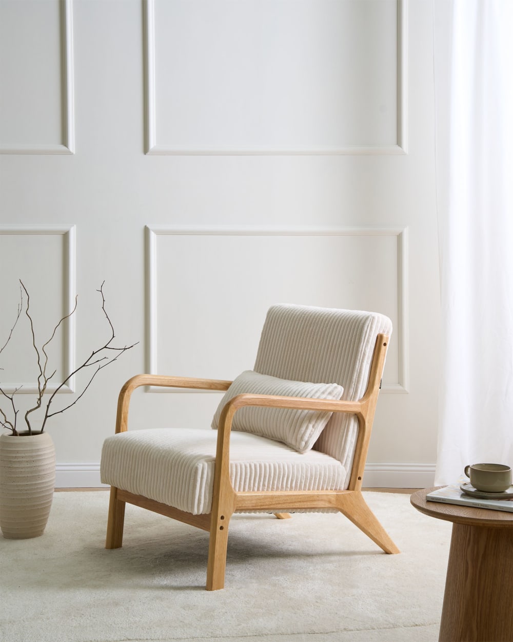 Sessel aus Cord 77cm, weiß - Maisons Du Monde