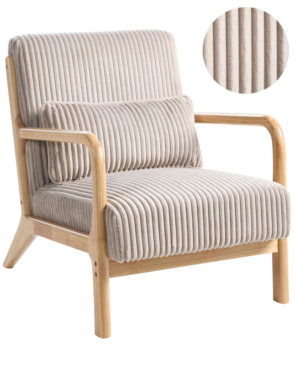 Sessel Aus Cord 77Cm, Beige
