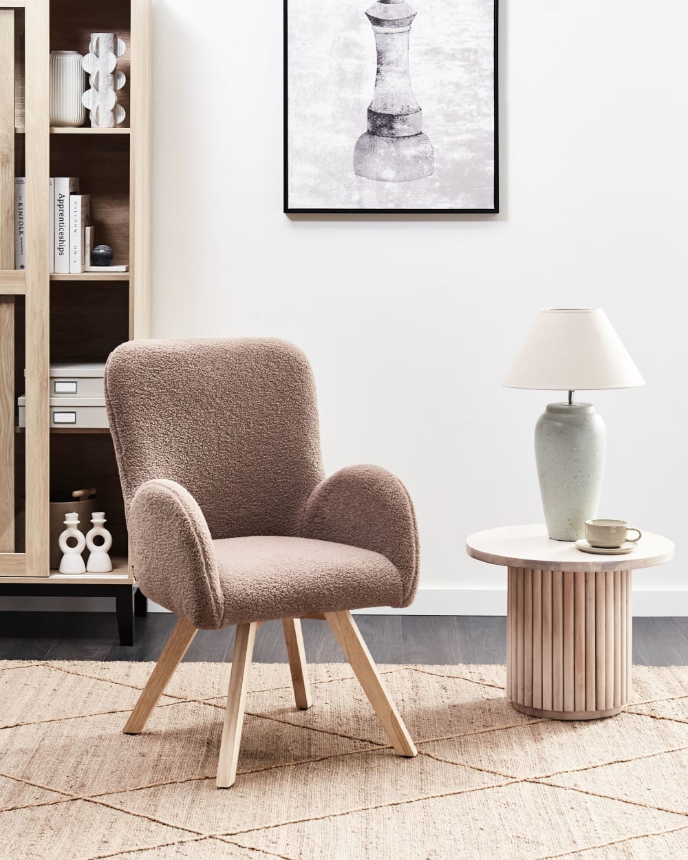 Sessel aus Bouclé 90cm, braun - Maisons Du Monde