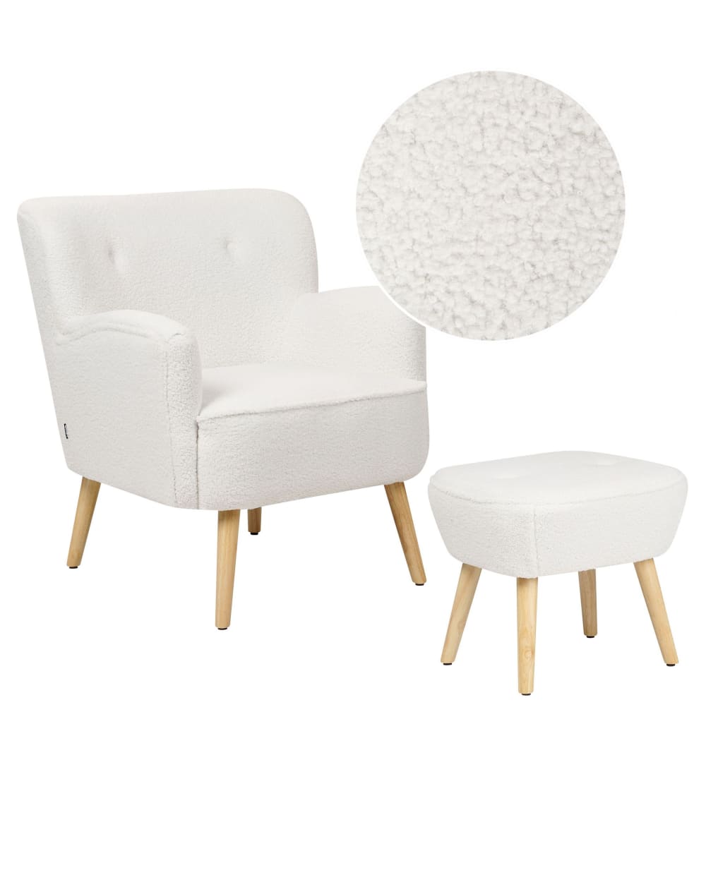 Sessel Aus Bouclé 85Cm, Weiß