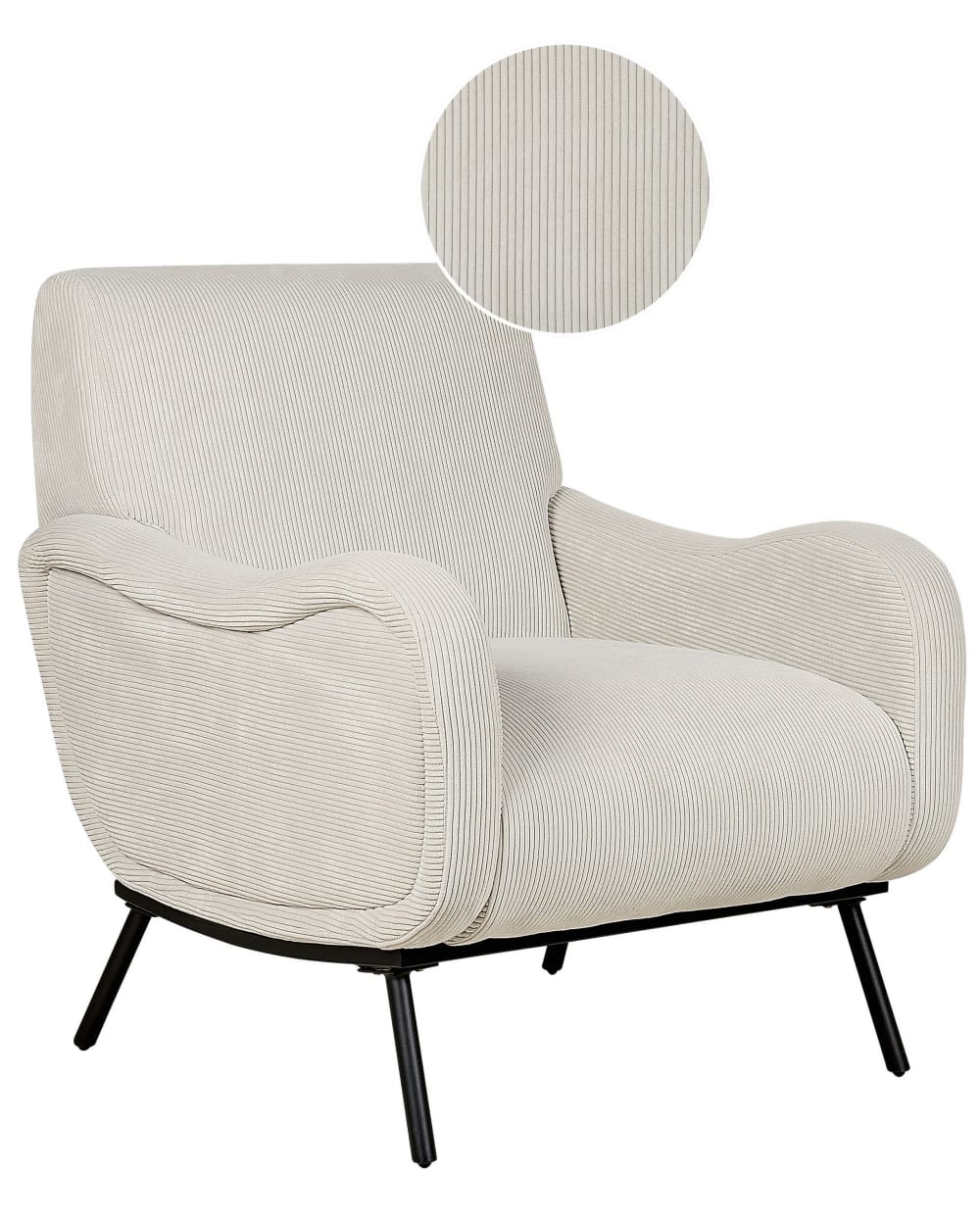Sessel Aus Cord 85Cm, Grau