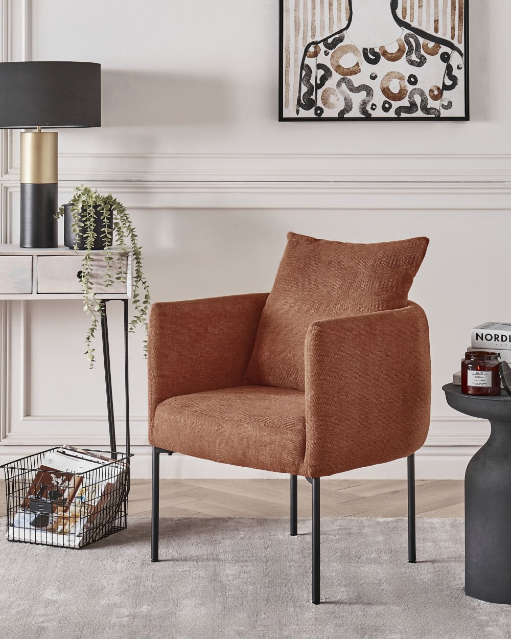 Sessel aus Kunstleinen 68cm, braun - Maisons Du Monde