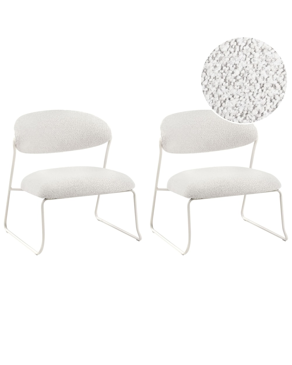 Beliani Sessel 2er Set aus Stoff 71cm, weiß - Stoff