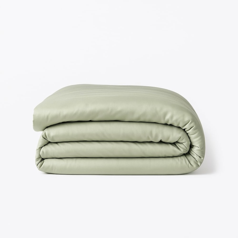 Housse de couette satin lavé de coton bio vert céladon 280x240 — vue 3
