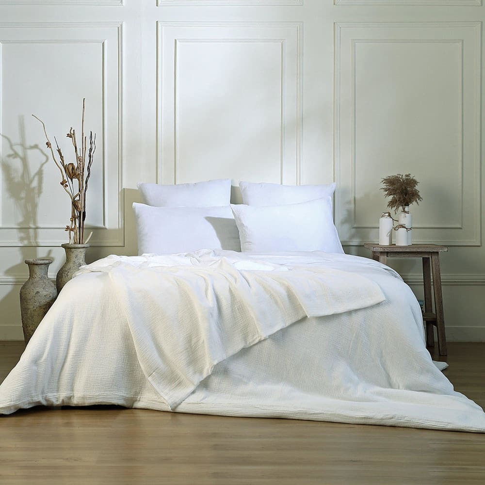 Housse de couette gaze de coton blanc 140x200