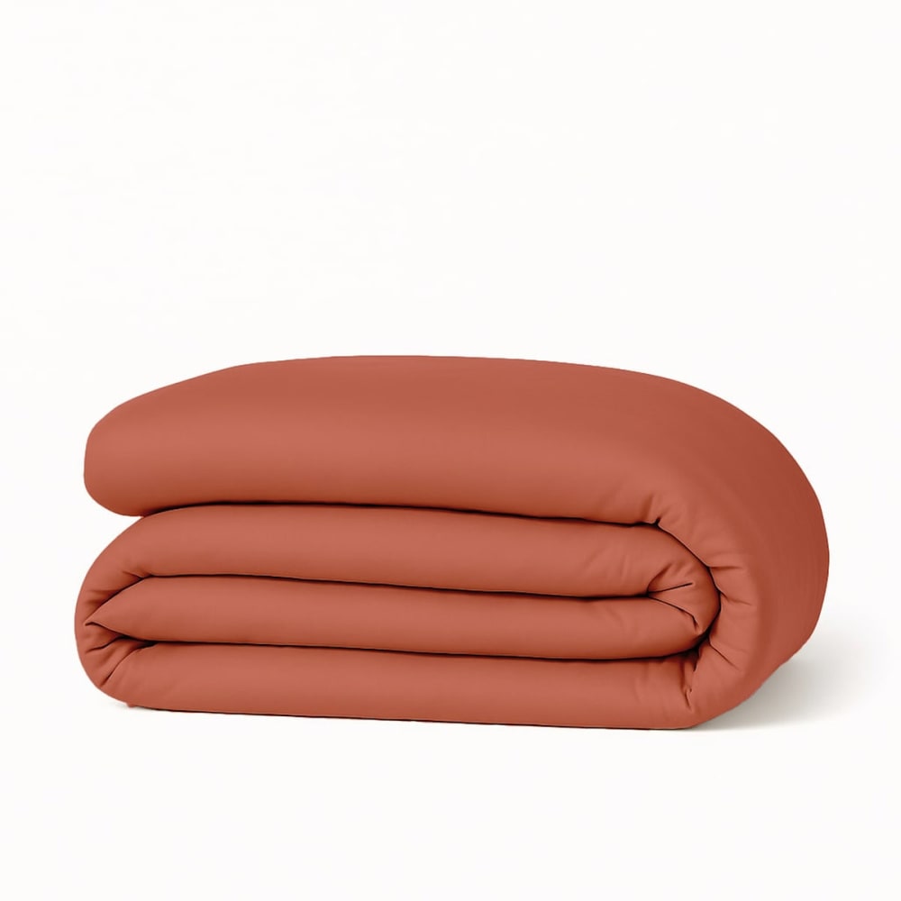 Housse de couette satin lavé de coton bio terracotta 260x240 — vue 3