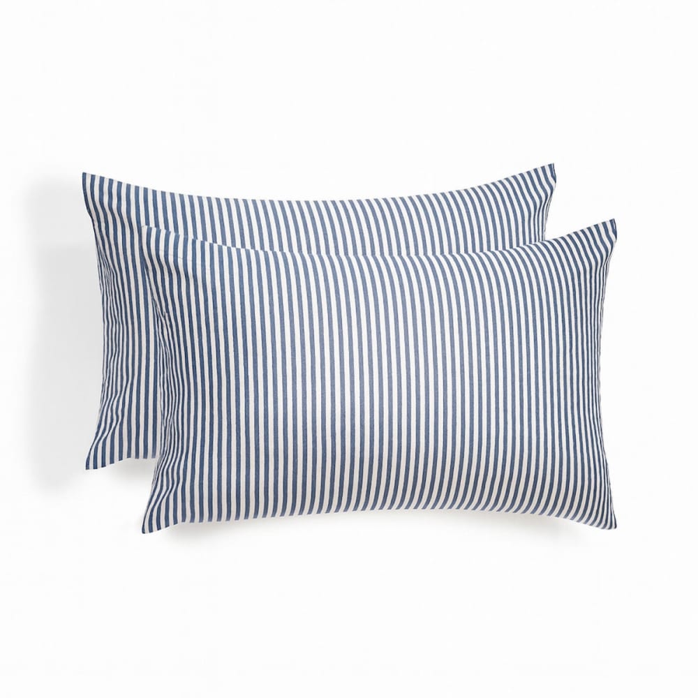Bettwäsche-set (50x70) aus Baumwolle weiß / stürmisches blau -