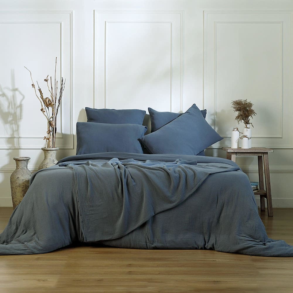 Parure + taies 50x70 - bleu orage