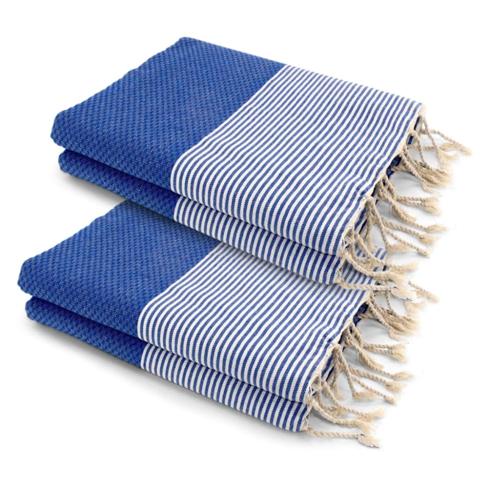Lot de 2 foutas nid d'abeille xxl coton 200x200 bleu grec