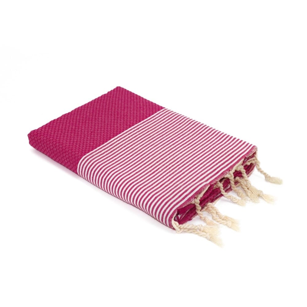 Lot de 2 foutas nid d'abeille coton 100x200 rose fuchsia