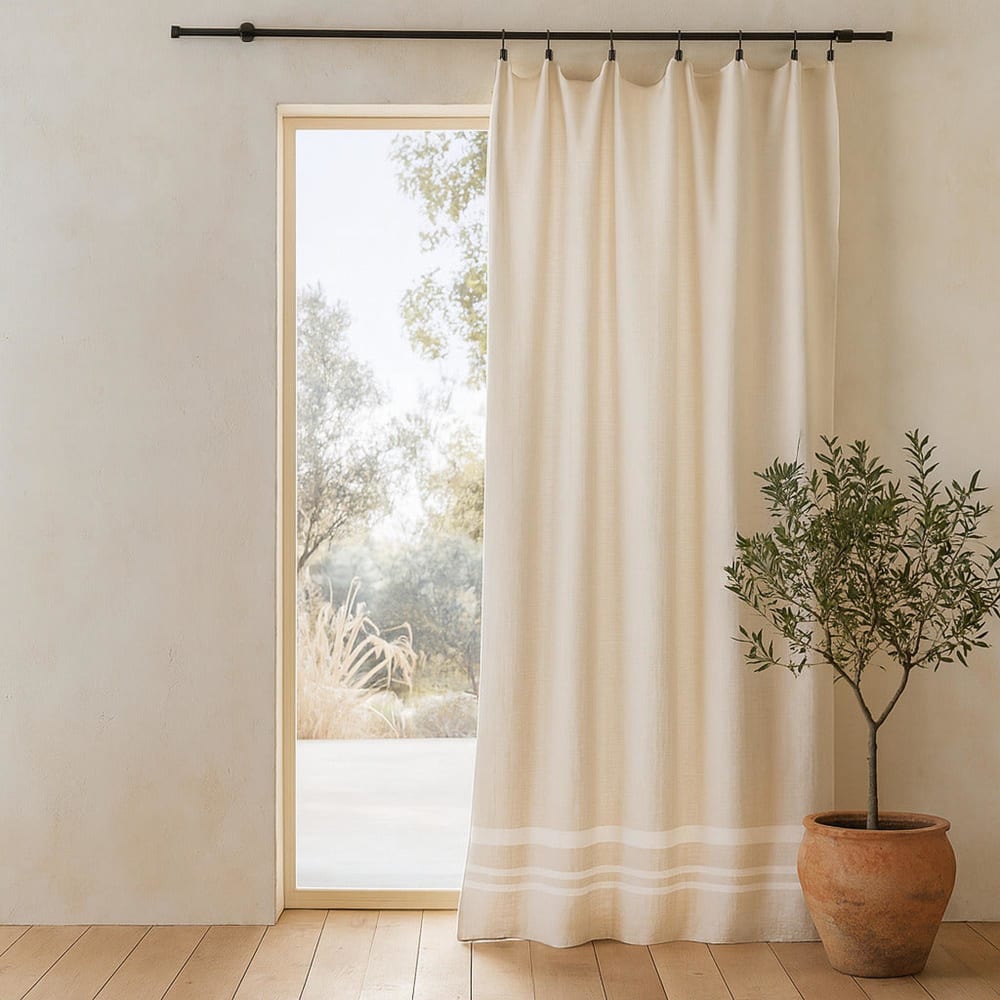 Rideau panneau coton 180x200 lin