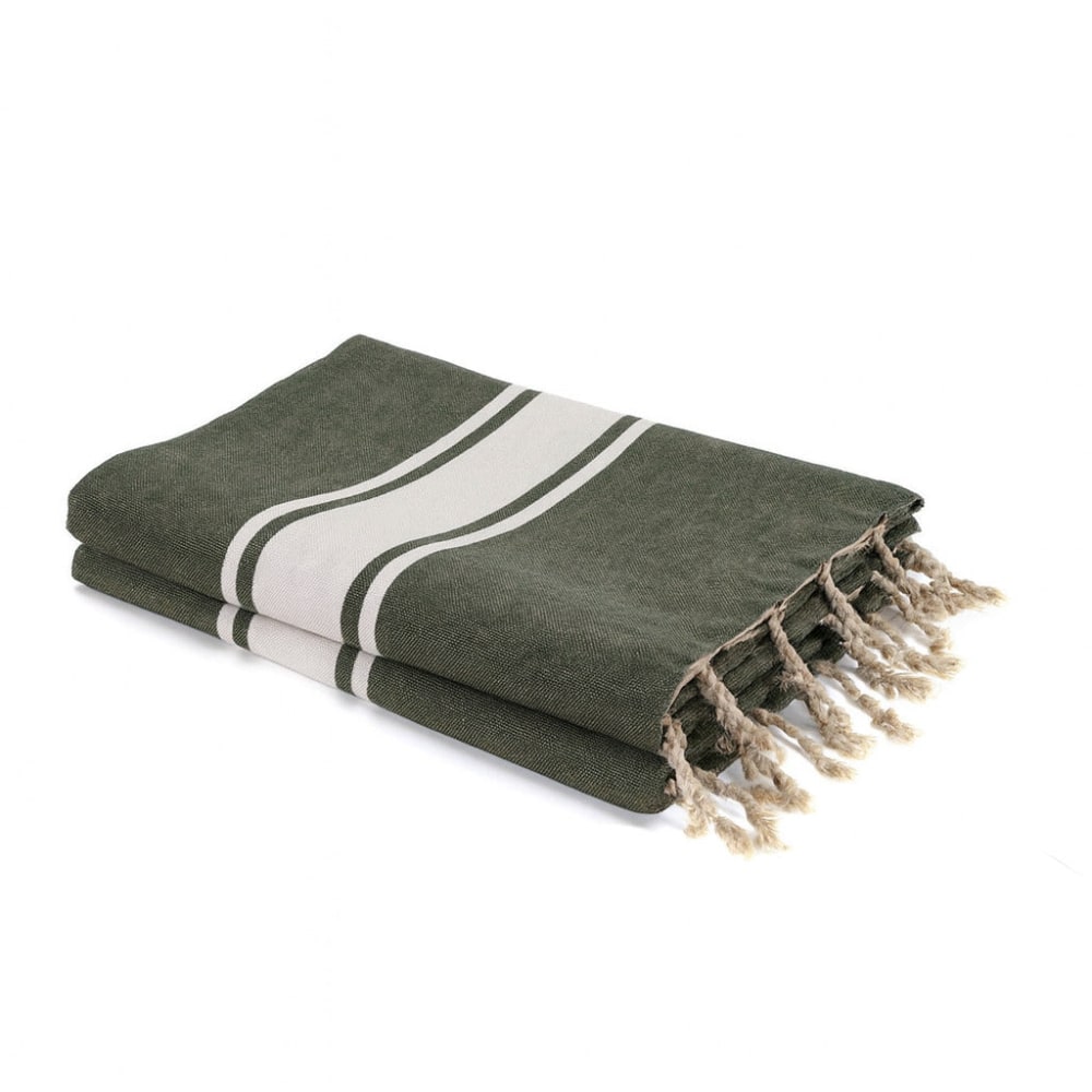 Fouta xxl coton 200x200 vert kaki