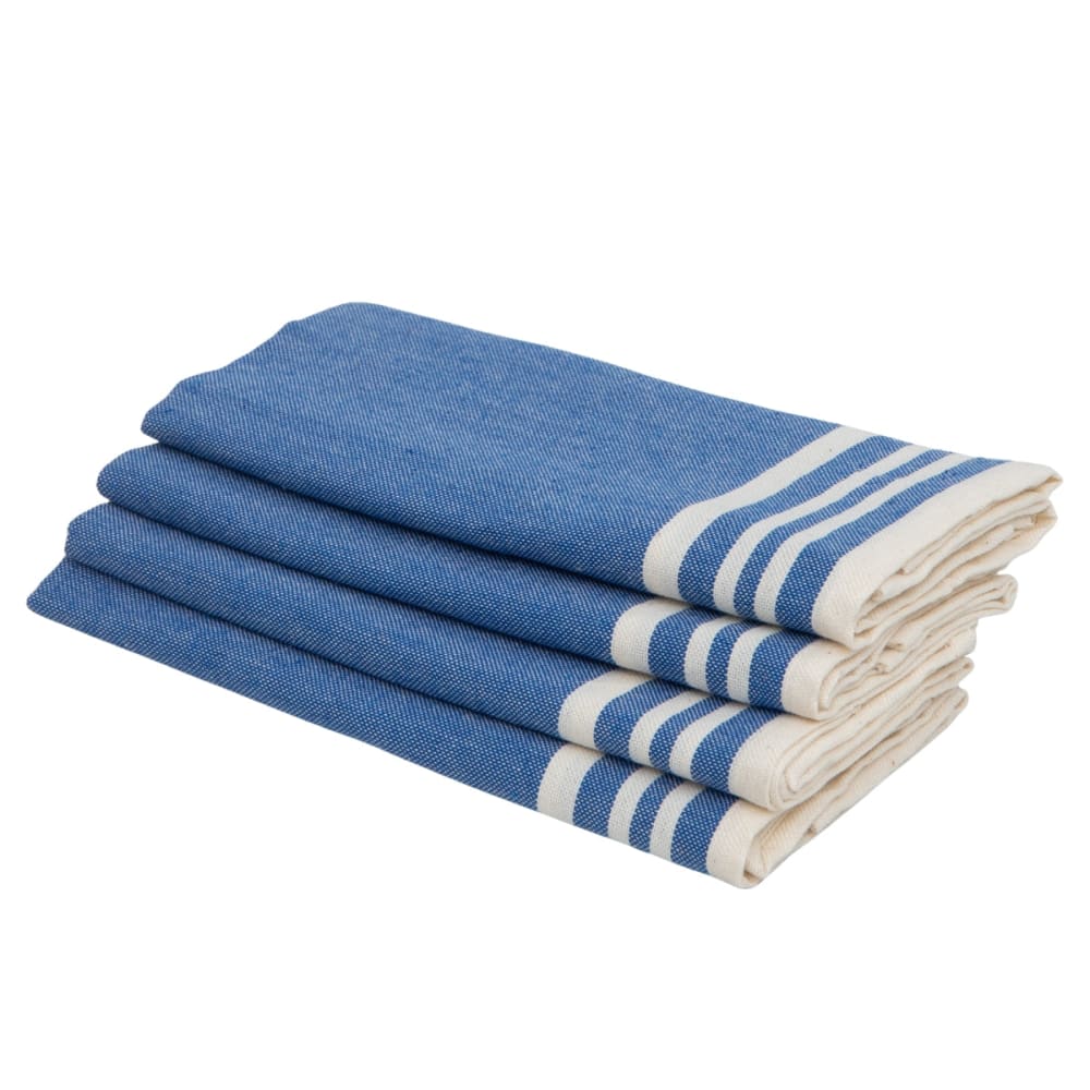 Lot de 4 serviettes de table coton 45x45 bleu grec