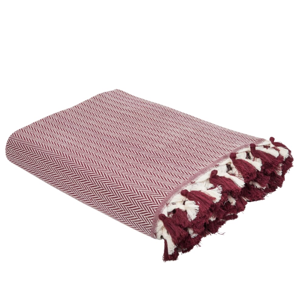 Plaid coton bordeaux 130x170