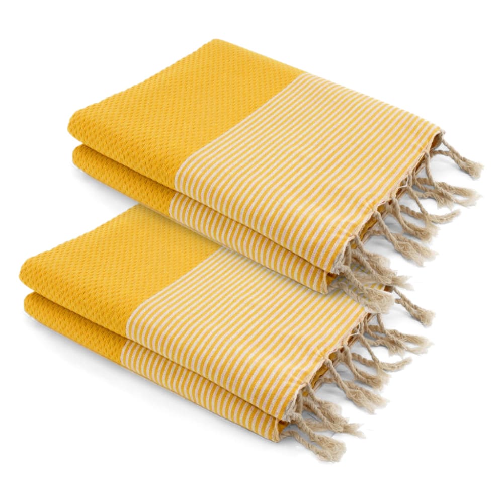 Lot de 2 foutas nid d'abeille xxl coton 200x200 jaune safran