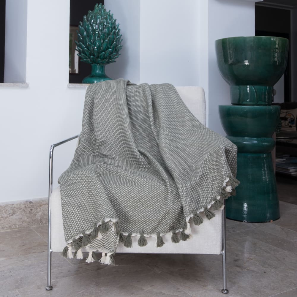 Plaid aus Baumwolle olivgrün - Maisons Du Monde