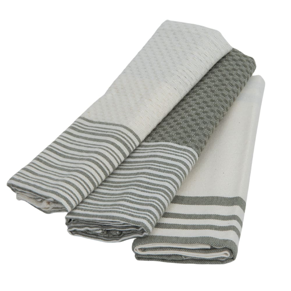 Torchon (x3) coton 45x70 vert kaki Torchon (x3) coton 45x70 vert kaki