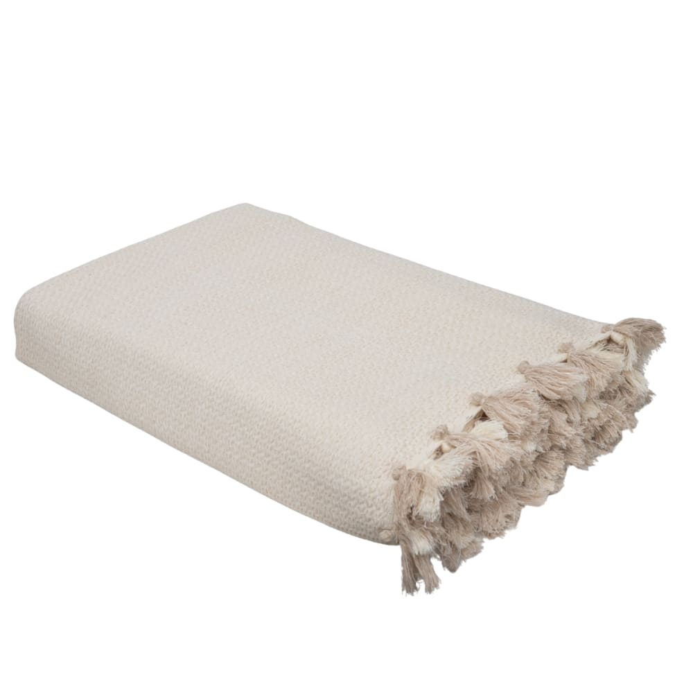 Plaid coton beige lin 160x250